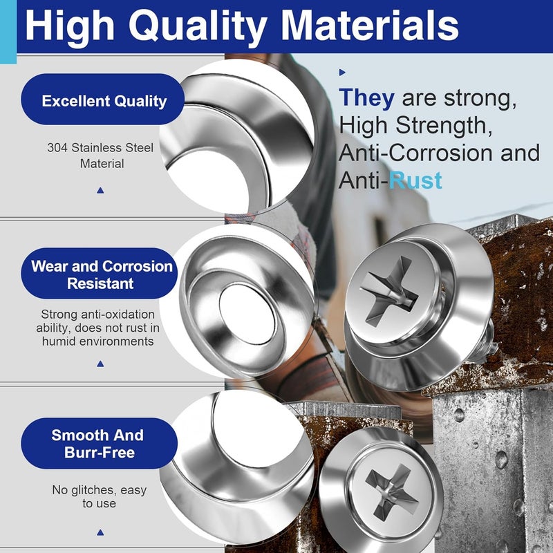 Usdrwam Countersunk Finish Washers, Finish Cup Washers Countersunk Cup Stainless Steel 7 Sizes, 280 Pcs Sliver - Image 4